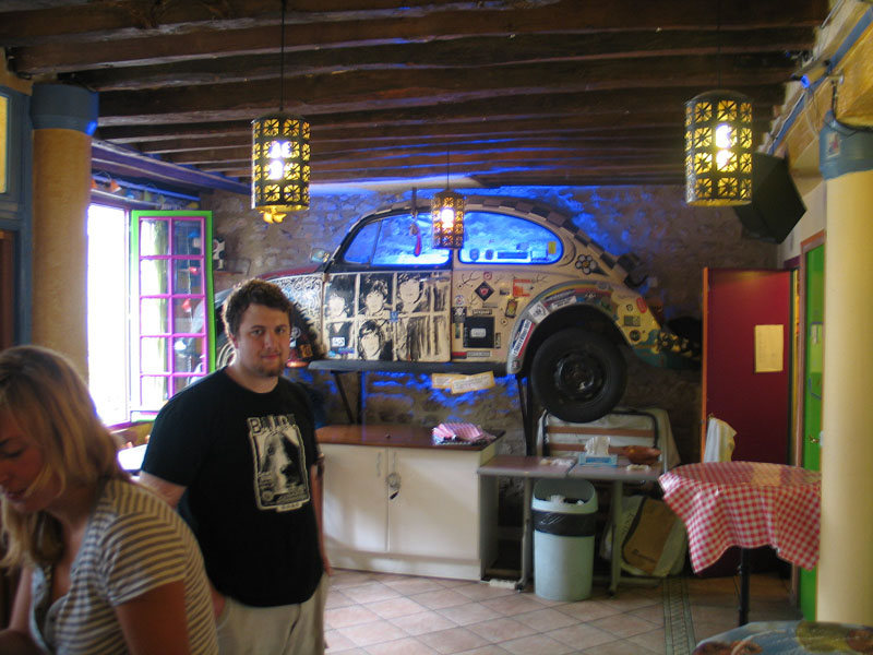 Nate in the foyer of their hostel.